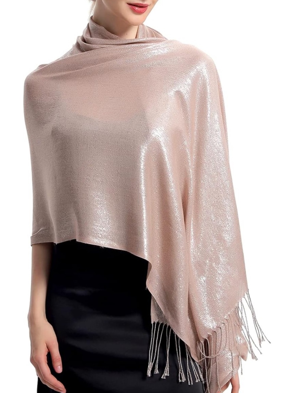 RonFoxi Rose Gold Sparkly Pashmina Shawl / Wrap - Picture 3 of 5